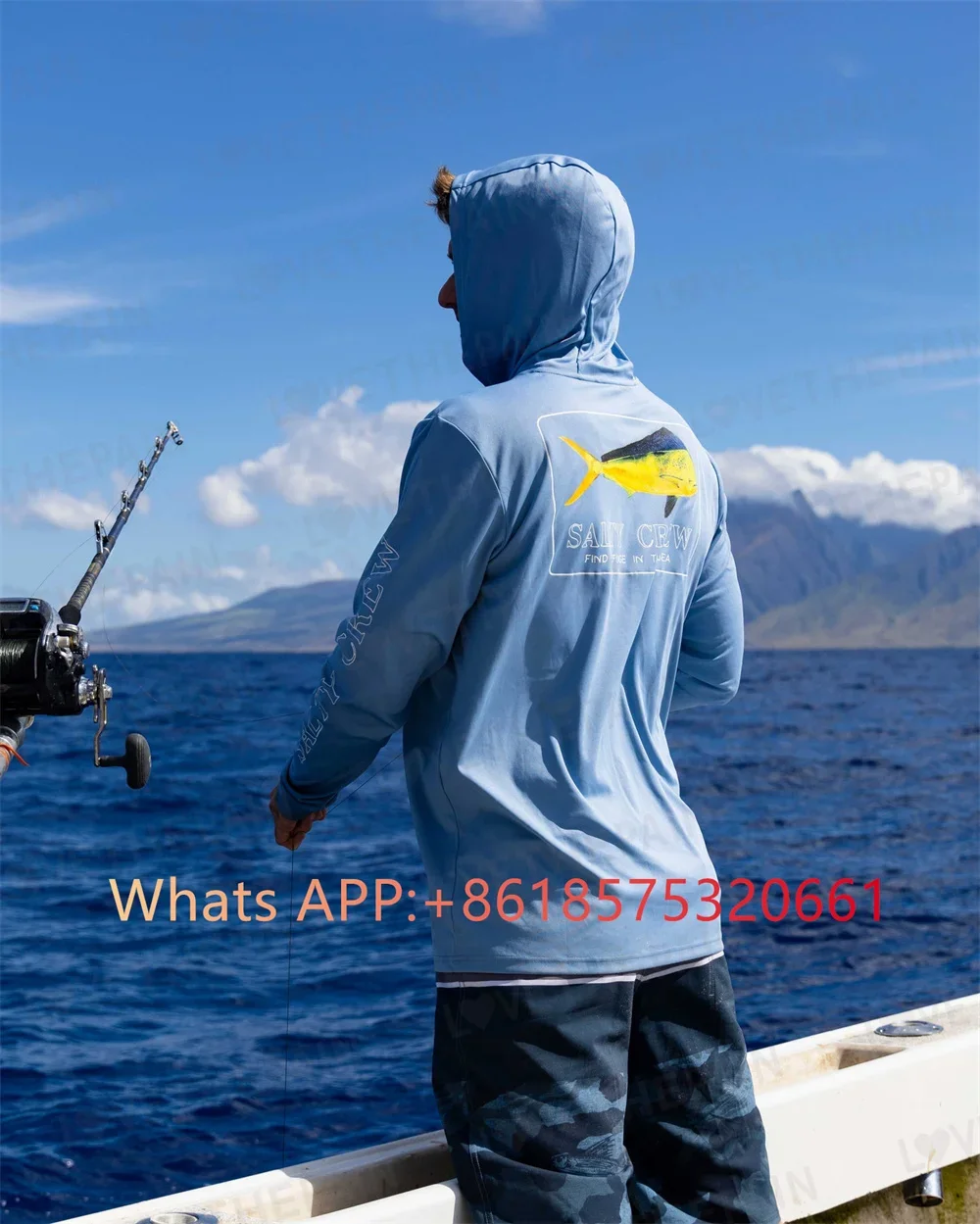 

salty crew Fishing Shirt Hooded Long Sleeve Uv Protection Man Outdoor Camouflage Moisture Wicking Jersey Pelagic Fishing Apparel