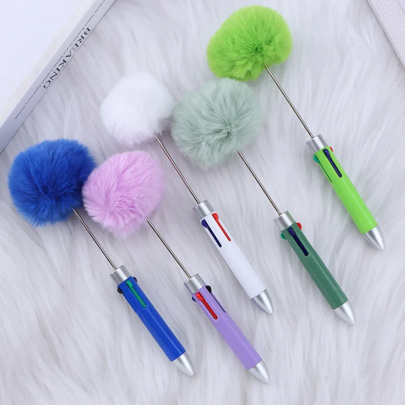 

50 шт., креативные плюшевые подвесные украшения, шариковая ручка из бисера, ручки из бисера для письма, ручки «Снова в школу», канцелярские принадлежности