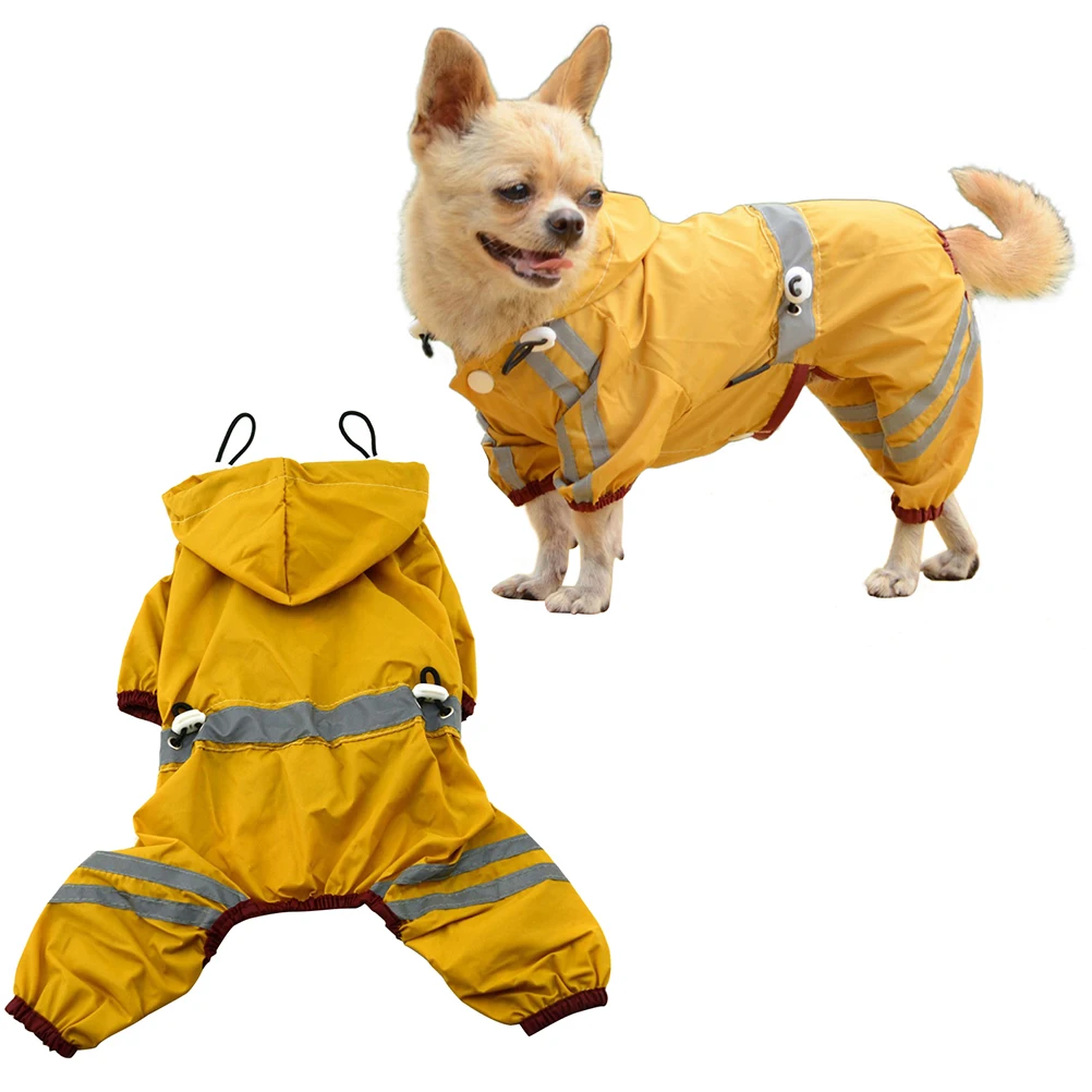 

PVC Dog Raincoat Waterproof Hoodie for Small Medium Dogs Chihuahua Corgi Yellow Pet Clothes Puppy Coats Lightweight Durable