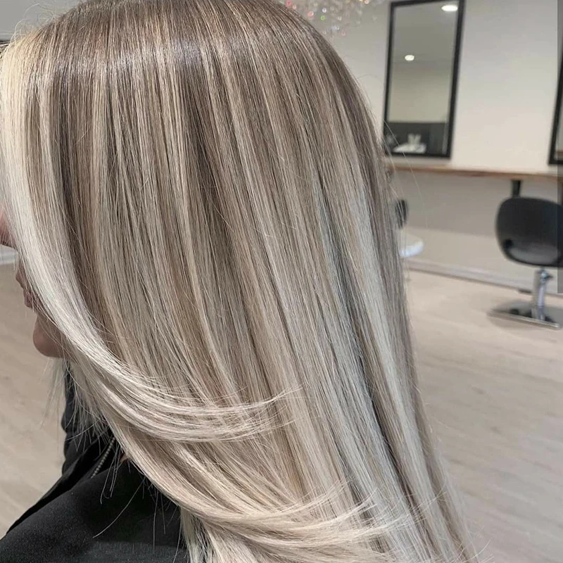 

Пепельно-русый парик с темными корнями, прозрачный HD-кружевной фронтальный парик, с оттенками 60 серого, длинный прямой бразильский парик из окрашенных человеческих волос