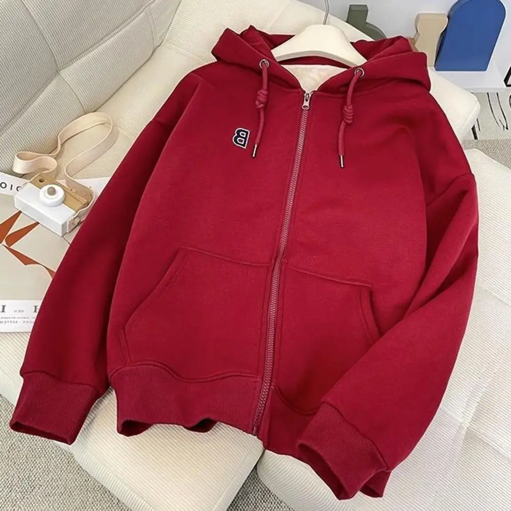 Autumn Winter Fashion Women\'s Coat New Casual Hooded Zipper Lady Clothes Thick Plush Female Warm Jacket Solid Color Ladies Coats