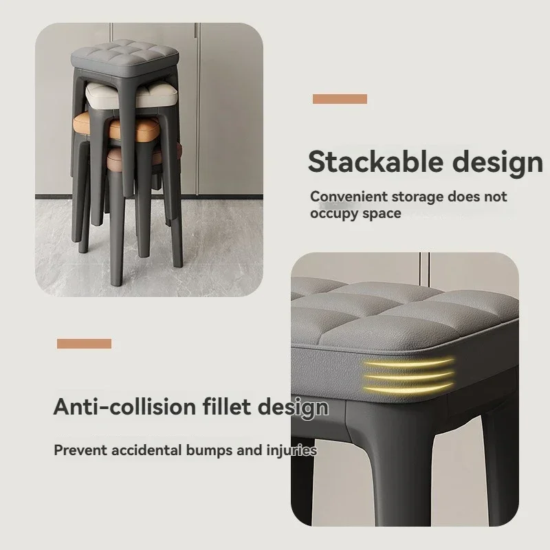 Dining chairs, thickened soft bags, square stools, living rooms, dining rooms, stackable low stools, shoe changing stools at the
