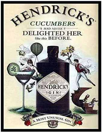 Hendricks Gin Never Delighted Her Like This Before, Letrero de Pared de Metal Estilo Vintage, Placa Publicitaria de Aluminio