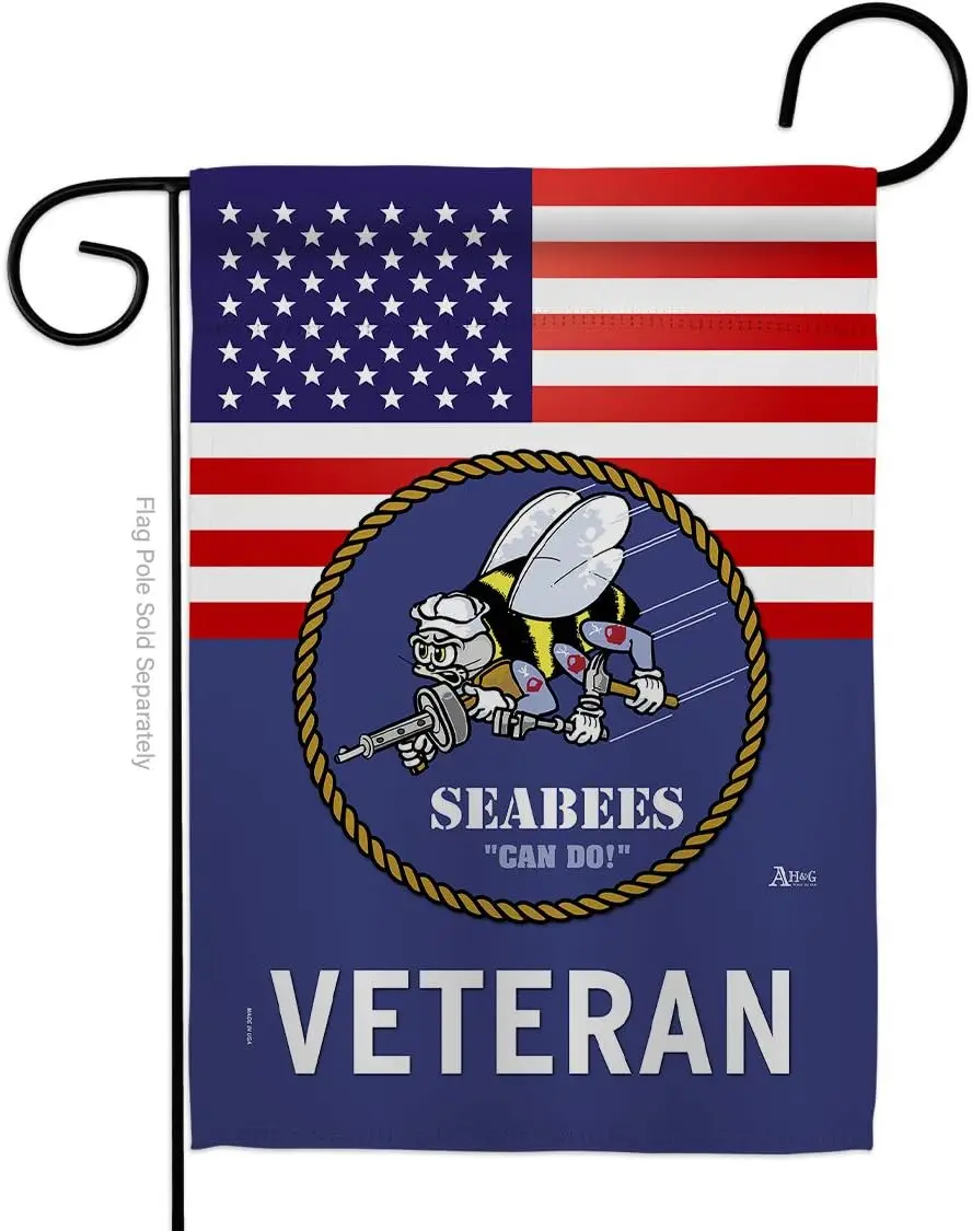 Navy US Seabees Veteran Garden Flag Armed Forces USN Seabee United State American Military Retire Official Small Decorative Gift