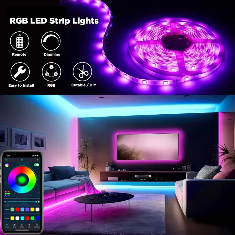 1M-40M RGB LED Strip Lights, Smart APP & Remote Controlled, Music Sync LED Lights with Dimming, Timing & Flash Modes