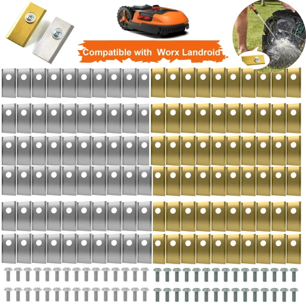 90-18x Lawn Mower Cutting Blade Set Stainless Steel Single Hole Lawn Mower Blade Blade Screws Kit for Worx Landroid Lawn Mowers view 2
