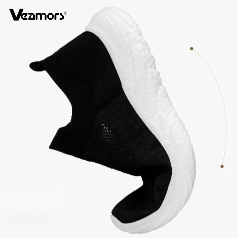Knitted Mesh Men's Walking Shoes Women Light Breathable Casual Shoes Slip-on Flats Comfortable Loafers Elastic Soft Sole