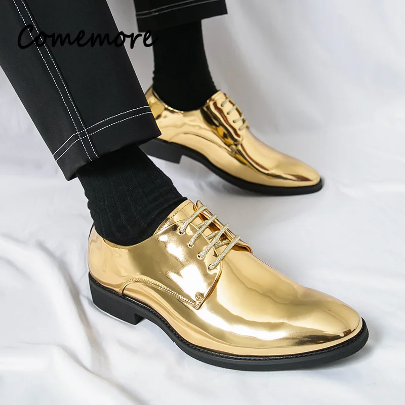 Comemore Luxury Man Patent Leather Oxford Footwears Large Size Party Banquet Wedding Dress Shoes New Male Pointed toe Footwears