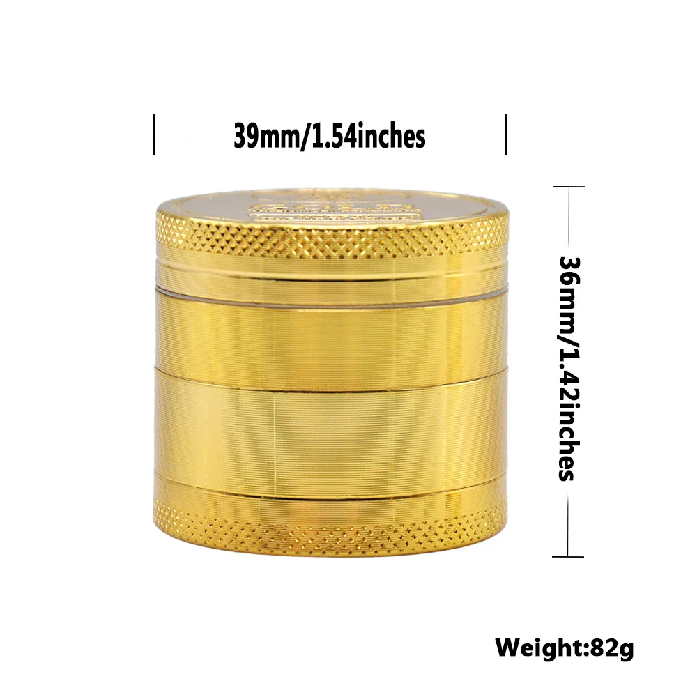 4 Layer 40mm Zinc Alloy Tobacco Grass Grinder Gold Metal Manual Dry Herb Crusher Grinder for Smoking Accessories Men Gadgets