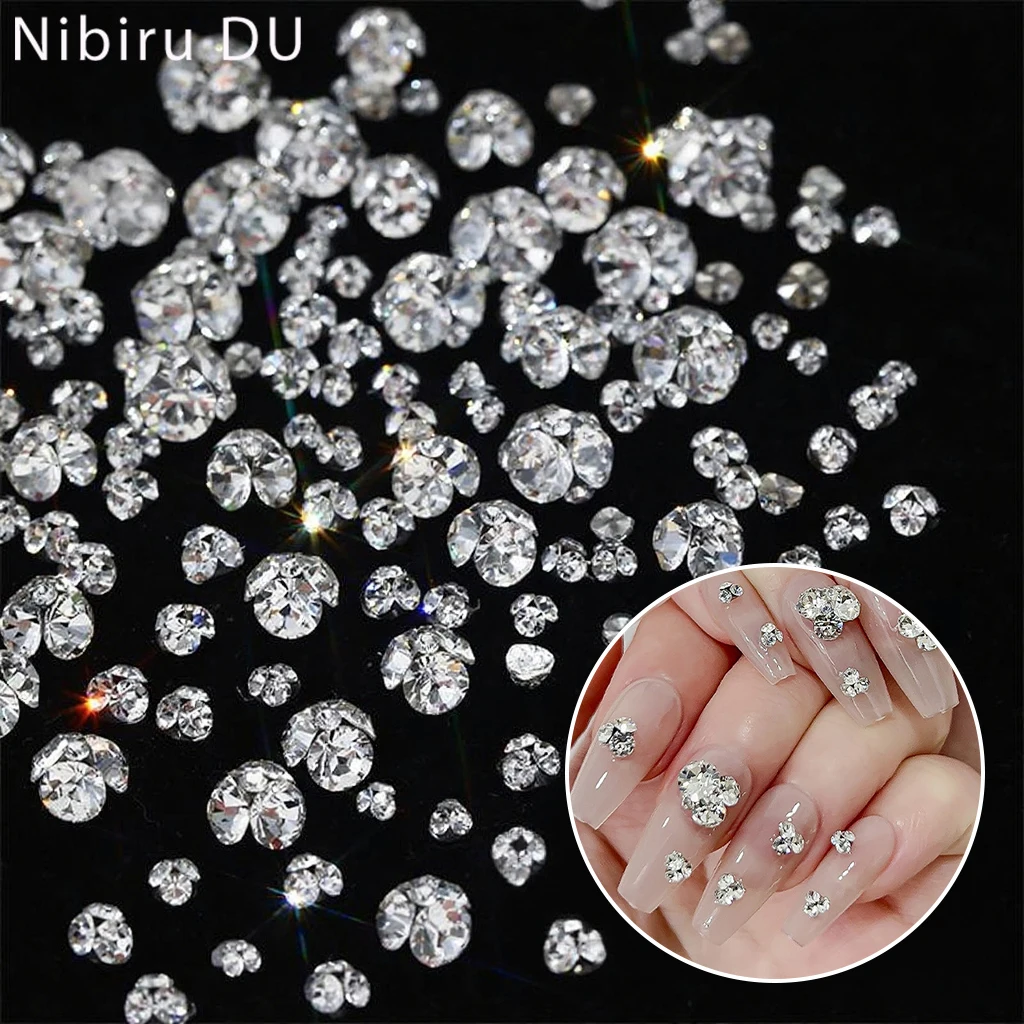 10pcs 2-6mm K9 3D White Clear Sparkle Drill Pile Diamonds Mini Nail Art Rhinestones Jewelry Decorations Manicure DIY Accessories