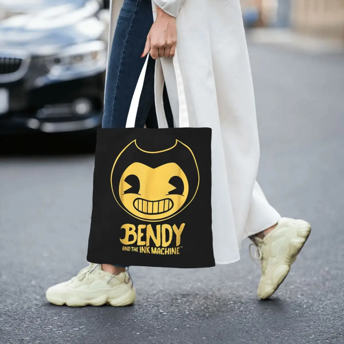 حقائب تسوق Bendy-Ink-Machine من القماش حقيبة حمل قابلة للطي للسيدات حقيبة كتف للسفر #6