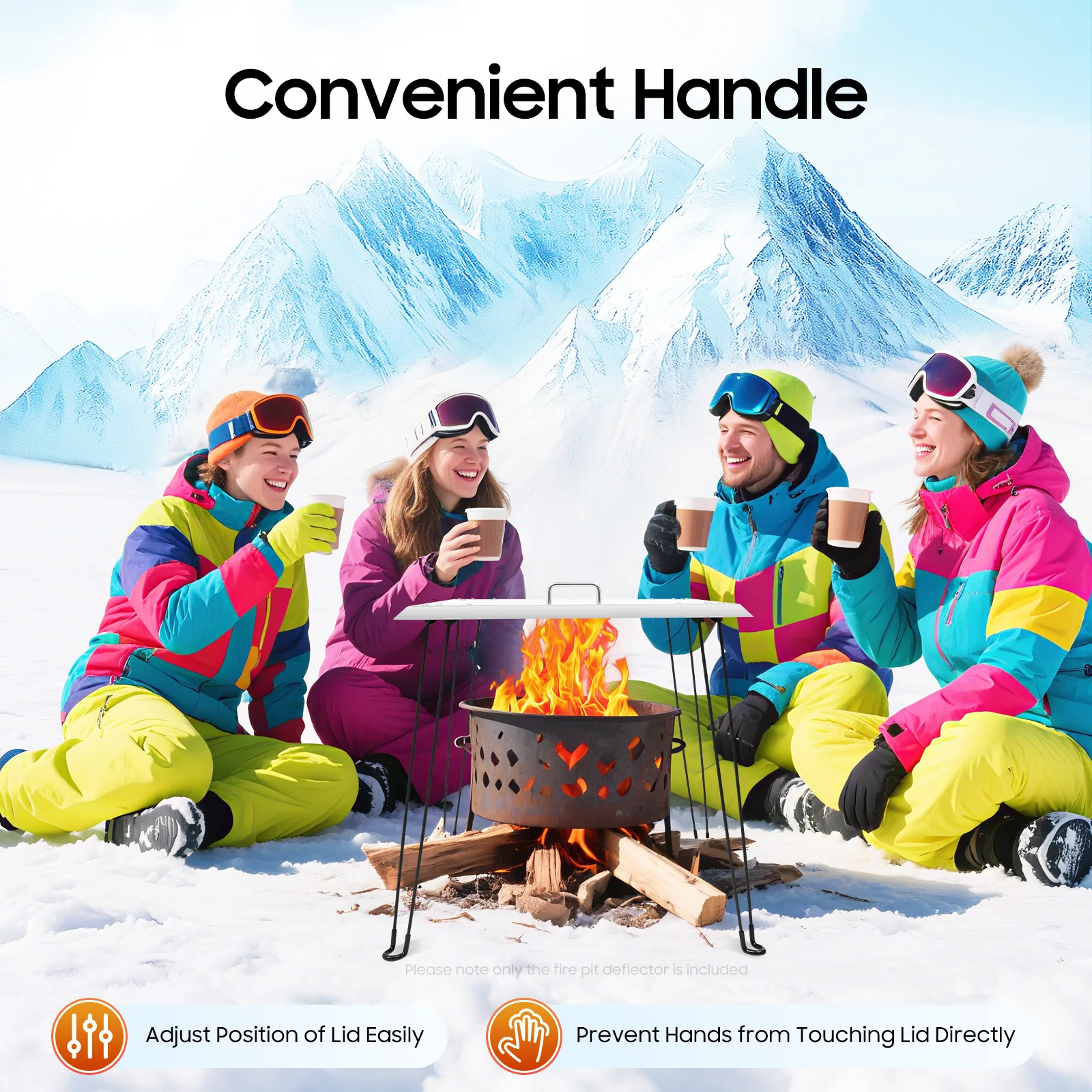 

Fire Pit Heat Deflector Stainless Steel Durable Heat Deflector with Handle Multi-Use for Outdoor/Camping/Garden