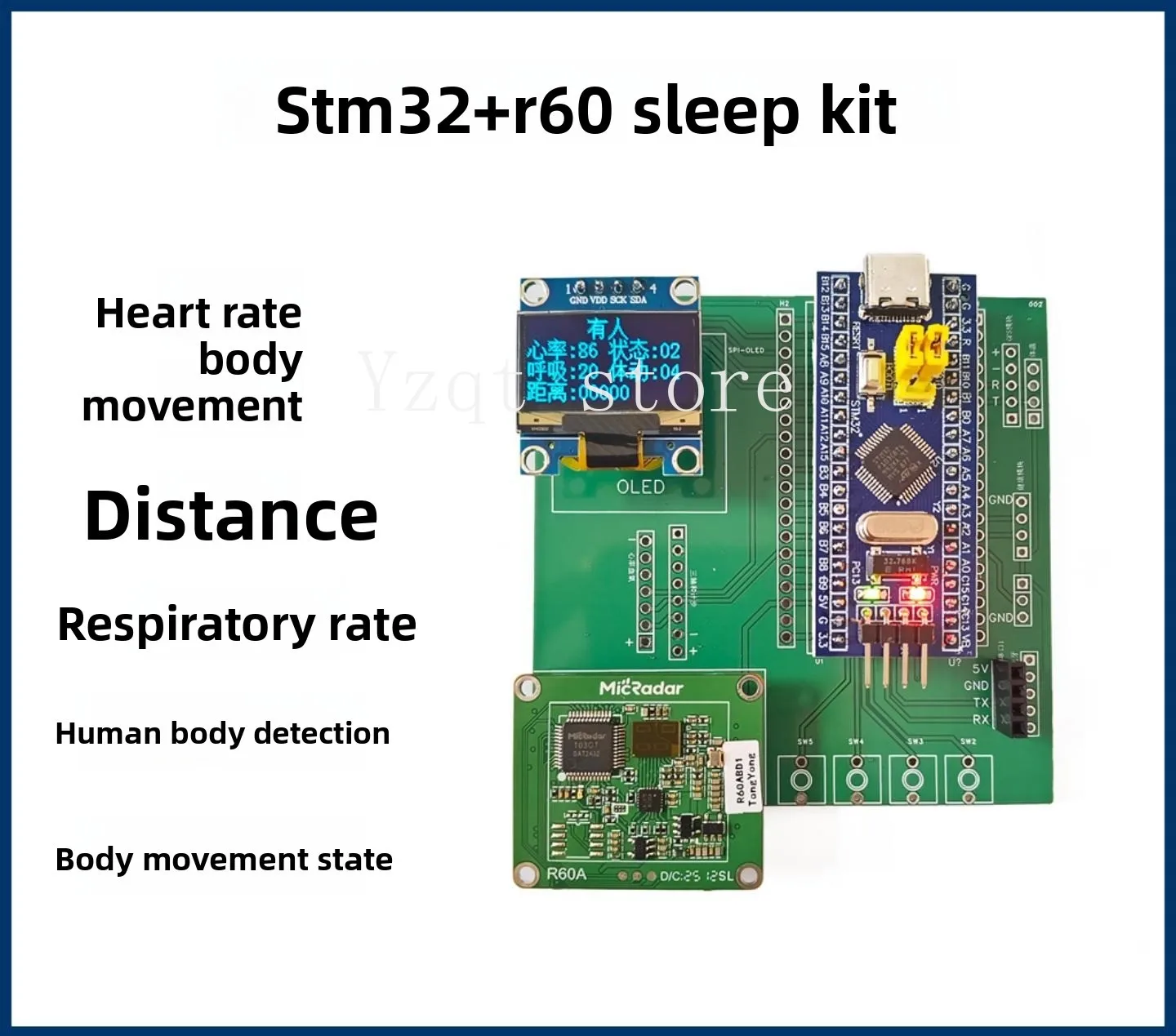 STM32F103's R60ABD1mm Radar Sensor Development Kit Sleep Breathing Heartbeat Detection Module