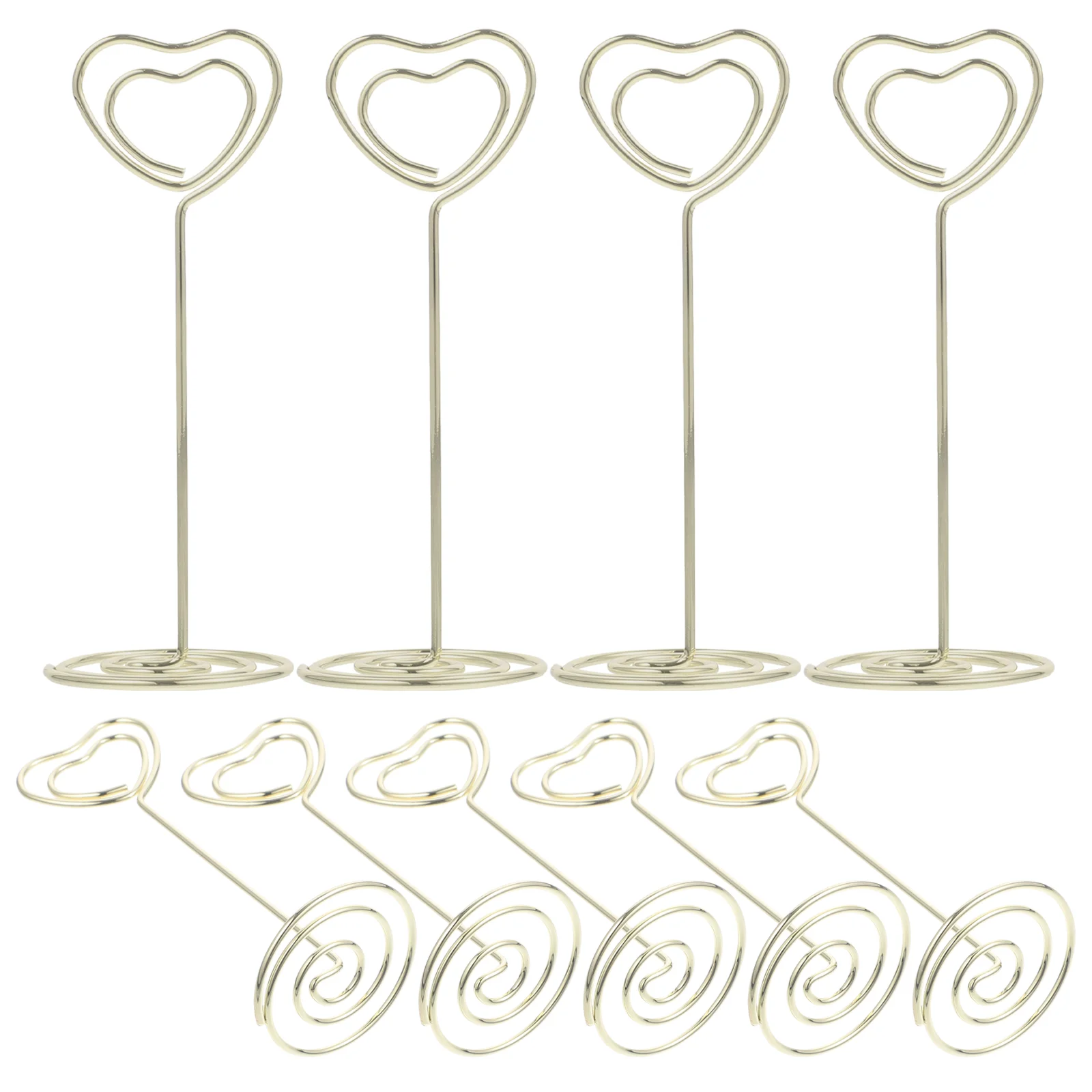 24 pçs forma de coração suporte de foto stands número de mesa clipes de menu de papel para festa de banquete de casamento (ouro rosa)