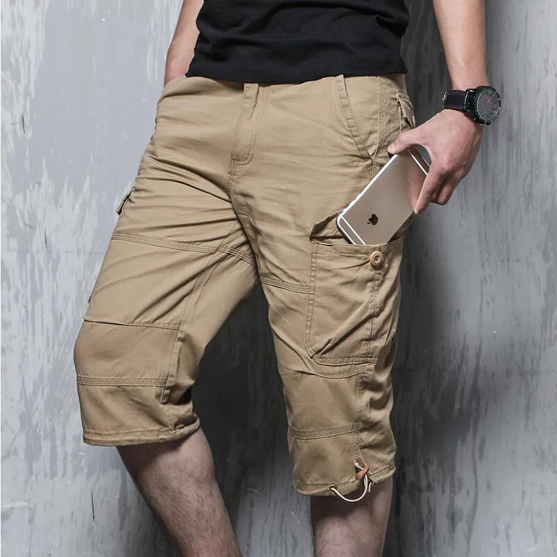 Men's Cropped Shorts Summer Military Beach Shorts Tactical Trousers Cargo Multi Pocket Shorts Loose Climbing Trekking Trousers