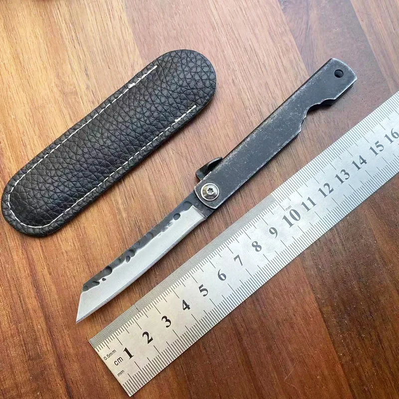 Mini folding knife self-defense small blade, convenient to carry fruit knife to eat meat, camping hand held meat folding knife