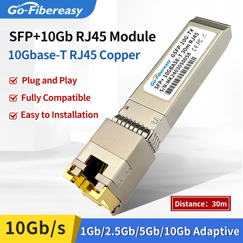 Moduł transceivera SFP 10G RJ45 10GBase-T RJ45 miedziany 30m SFP-10G-T do Mikrotik/TP-Link/Zyxel/Hasivo/AUSU Routerów/Switchów światłowodowych