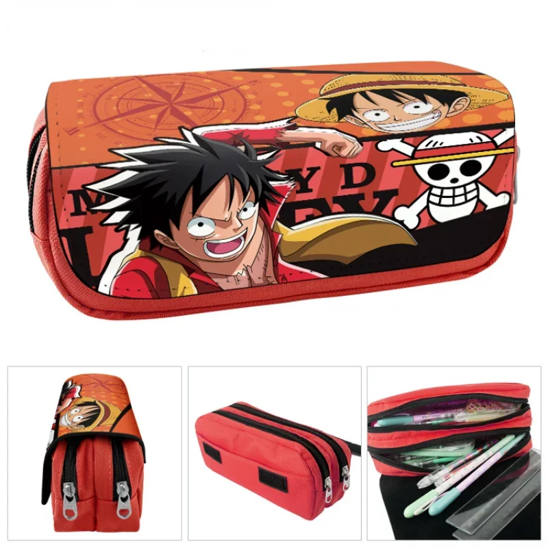 

New One Piece Anime Peripheral Pencil Bag Cartoon Luffy Sauron Large Capacity Double-layer Zipper Pencil Bag Wallet Stationery