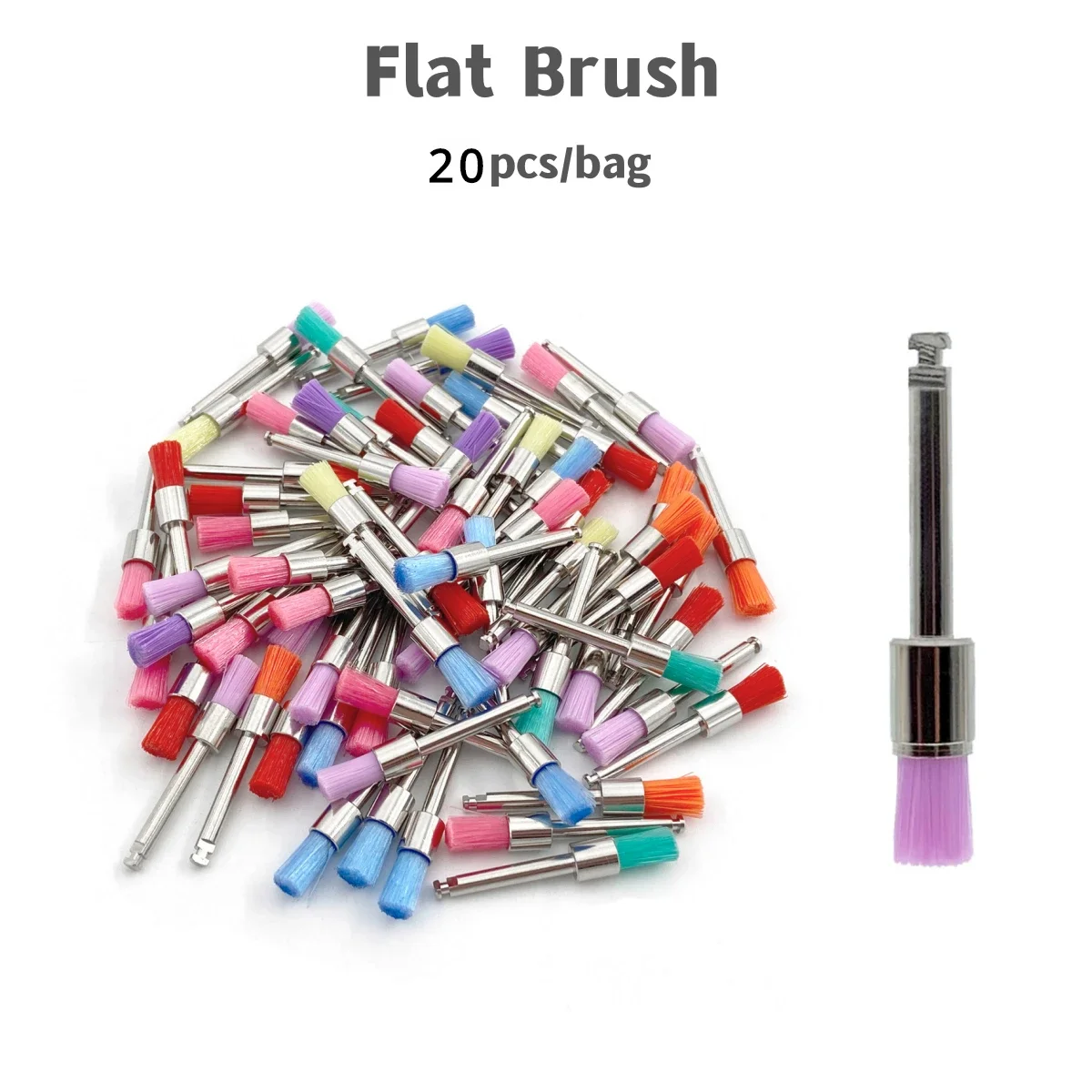 20pcs Dental Nylon Polishing Brushes Bowl Shape Colorful Dental Prophy Brush Prophylaxis Brush For Contra-Angle Handpiece