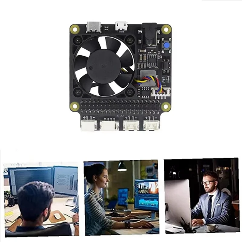 Para Raspberry Pi X735 V3.0 Placa de administración de energía con ventilador PWM DC 6-30V para Raspberry Pi 4B/3B +/3B/2B