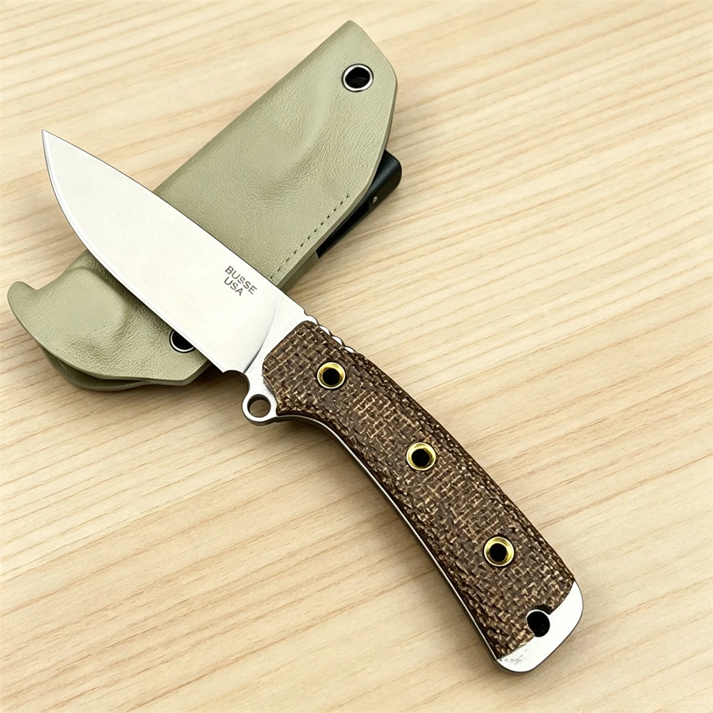 Outdoor EDC Fixed Blade Knife 8Cr13MoV Stainless Steel Blade Sturdy Micarta Handle Equipped with Sheath Camping Utility Knife