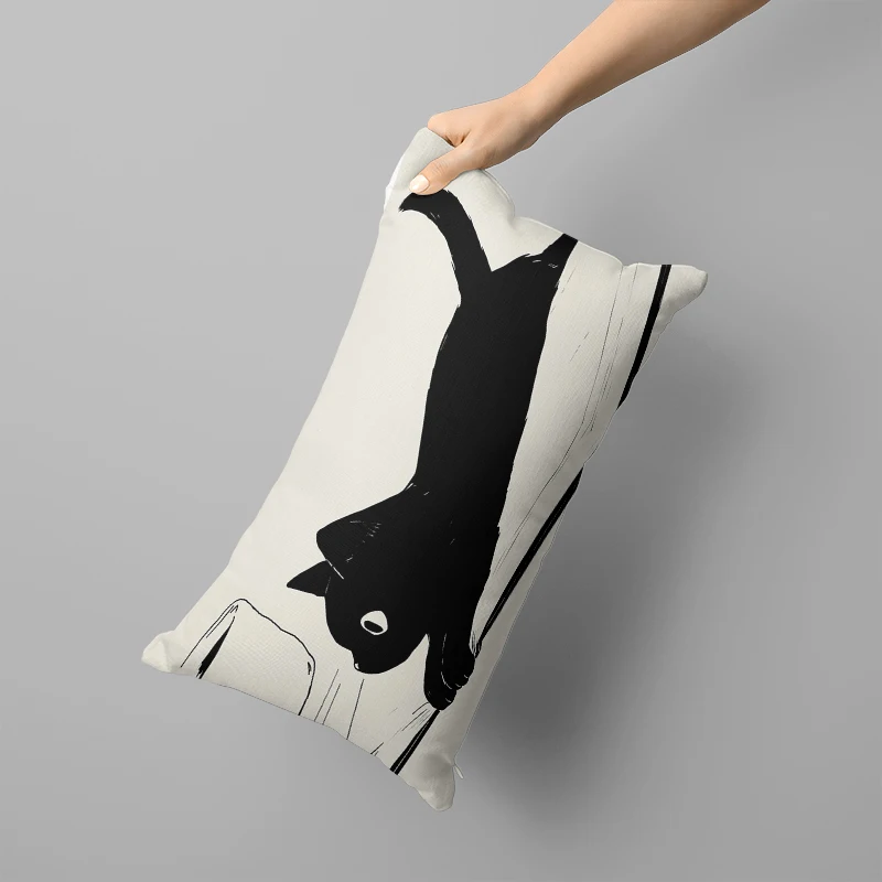 Cute Cat Cushion Cover Long Pillowcase Home Decoration Removable and Washable Multiple Sizes 30x50, 40x60, 50x70