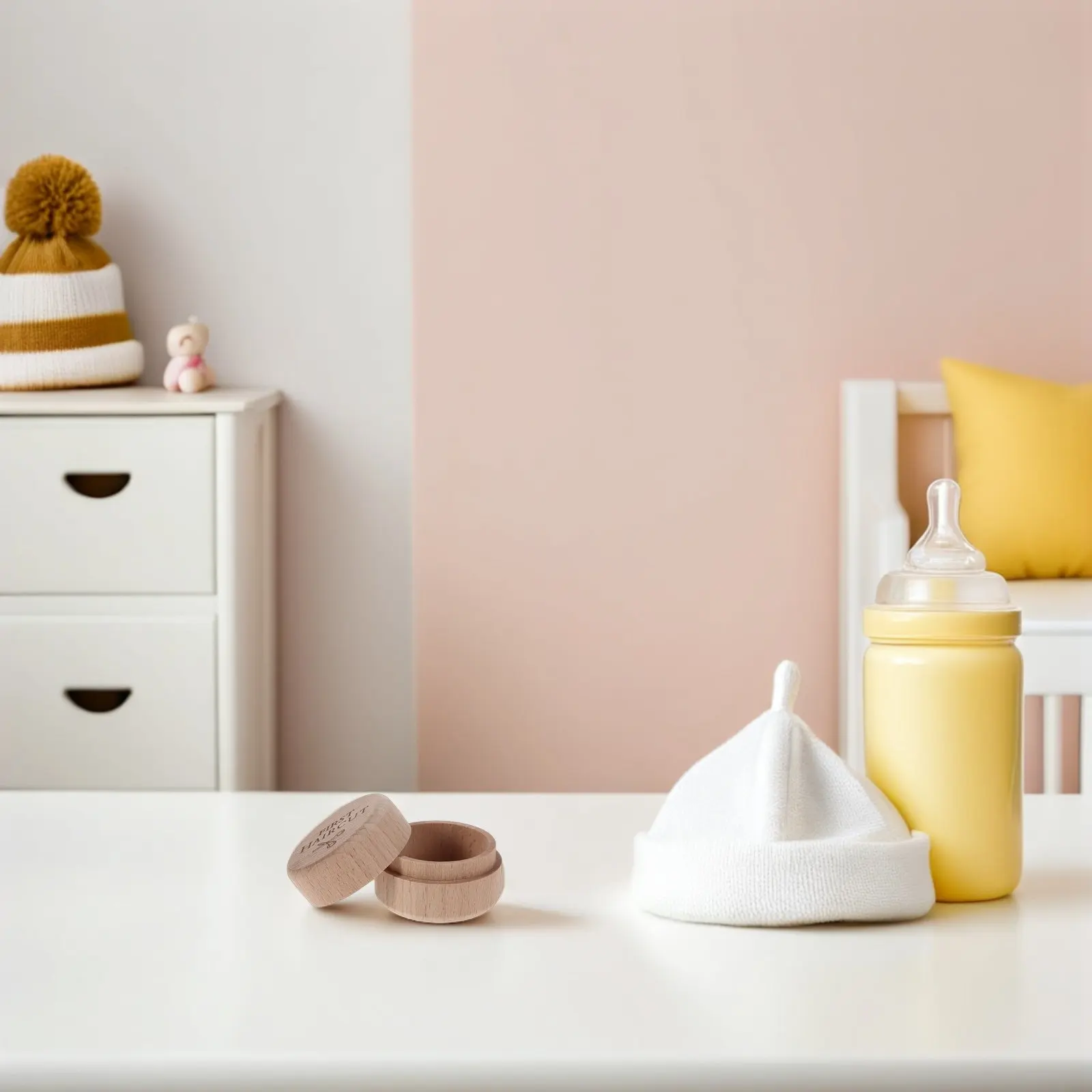 

Деревянная коробка для хранения первых волос и молочных зубов малыша, органайзер для памятных вещей, 1.97x1.97x1.38 дюйма, подарок на рождение ребенка