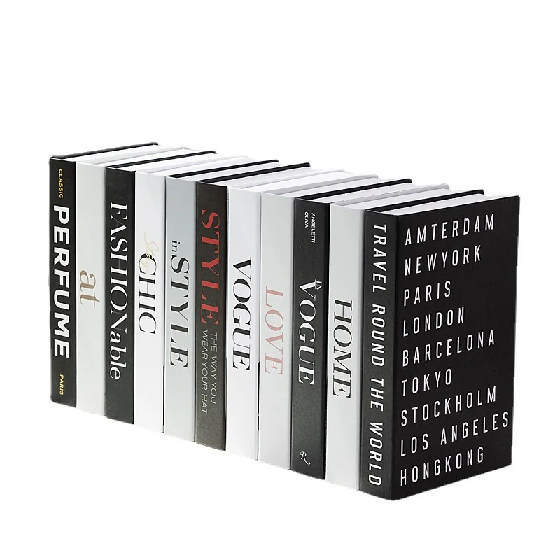 เครื่องประดับหนังสือปลอมแบบเรียบง่ายหนังสือตกแต่งนิตยสารภาษาอังกฤษหนังสือตกแต่งอุปกรณ์ช่างถ่ายภาพรูปแบบหนังสือ