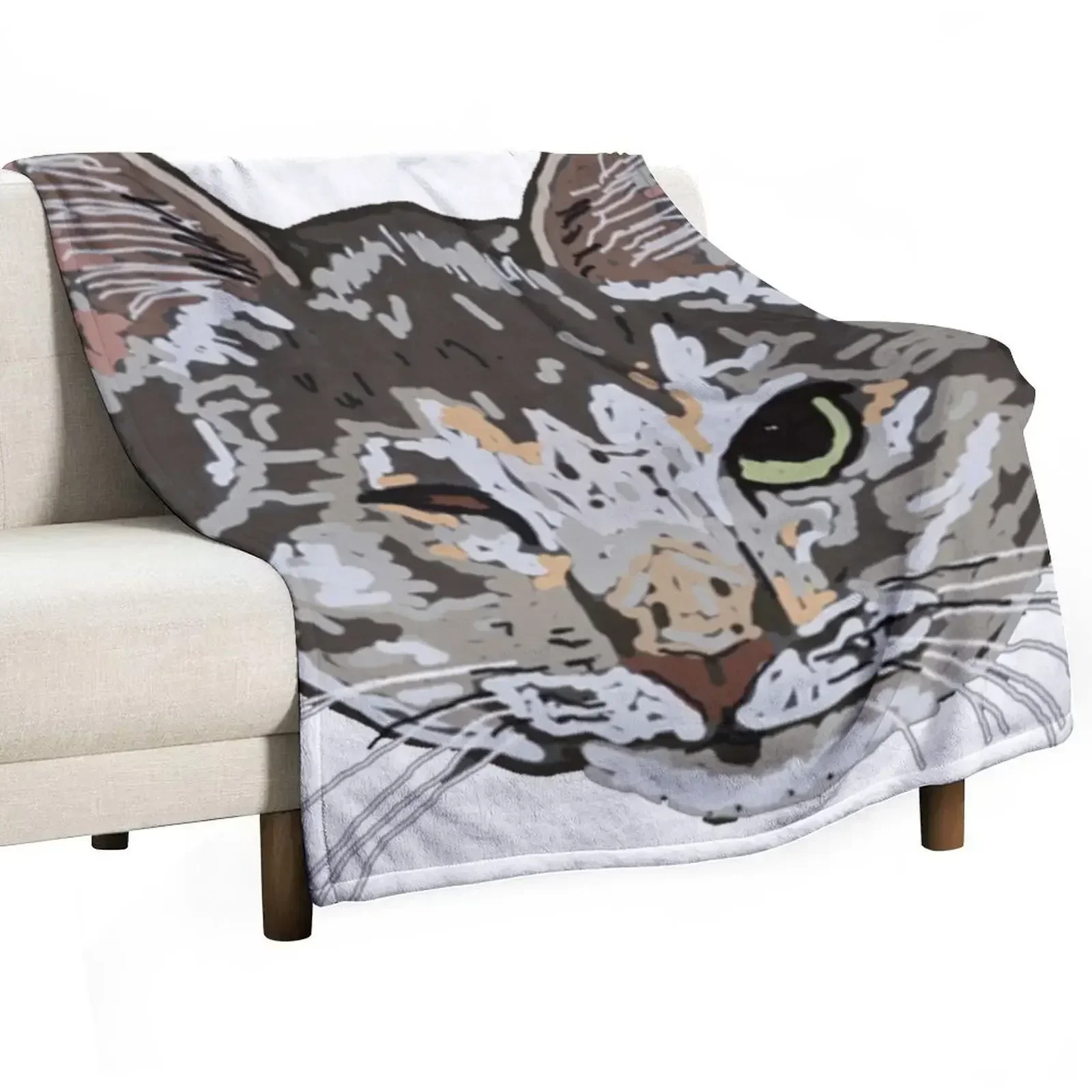 One eyed cat Throw Blanket Summer Beddings Tourist cosplay anime funny gift Blankets