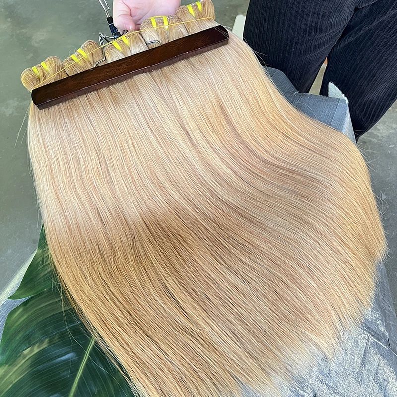 #27 Honey Blonde Colored Straight Human Hair Bundles Weave 100% Raw Virgin Human Hair Sew In Extension For Women Double Weft