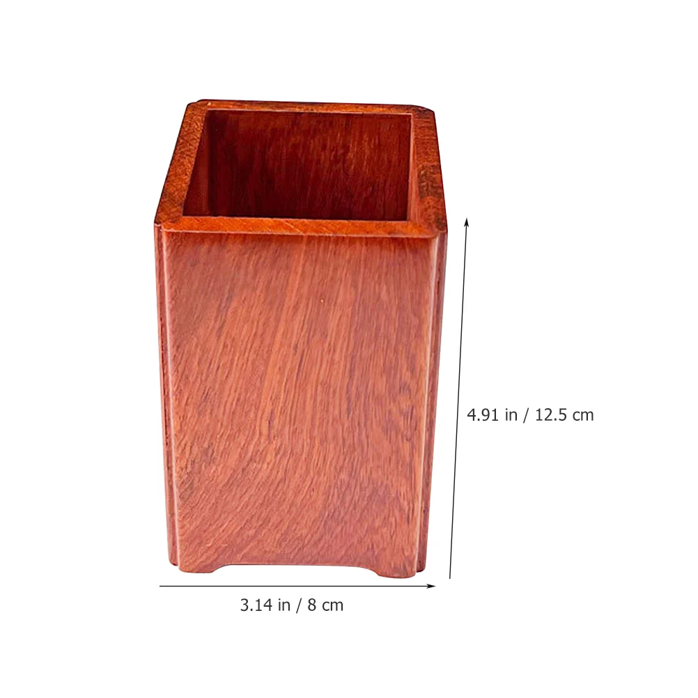 

Rosewood Pen Holder Pencil Makeup Brush Cup Simple with Lid Holders for Desk Stationery