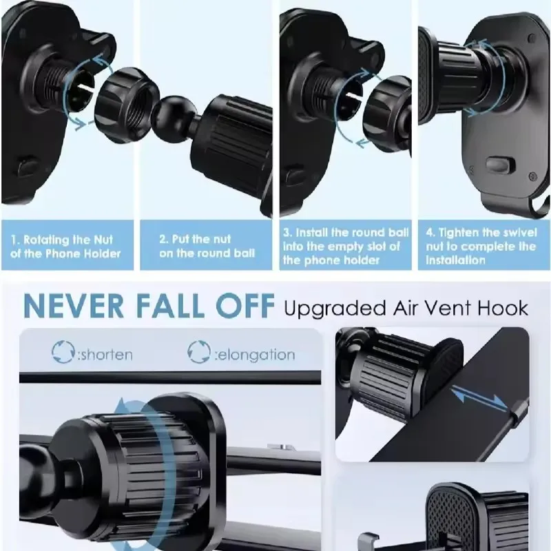 Universal Car Hook Base Phone Holder Gravity Mobile Stand GPS Support Auto Air Vent Mount for IPhone 16 15 14 13 Xiaomi Samsung view 4