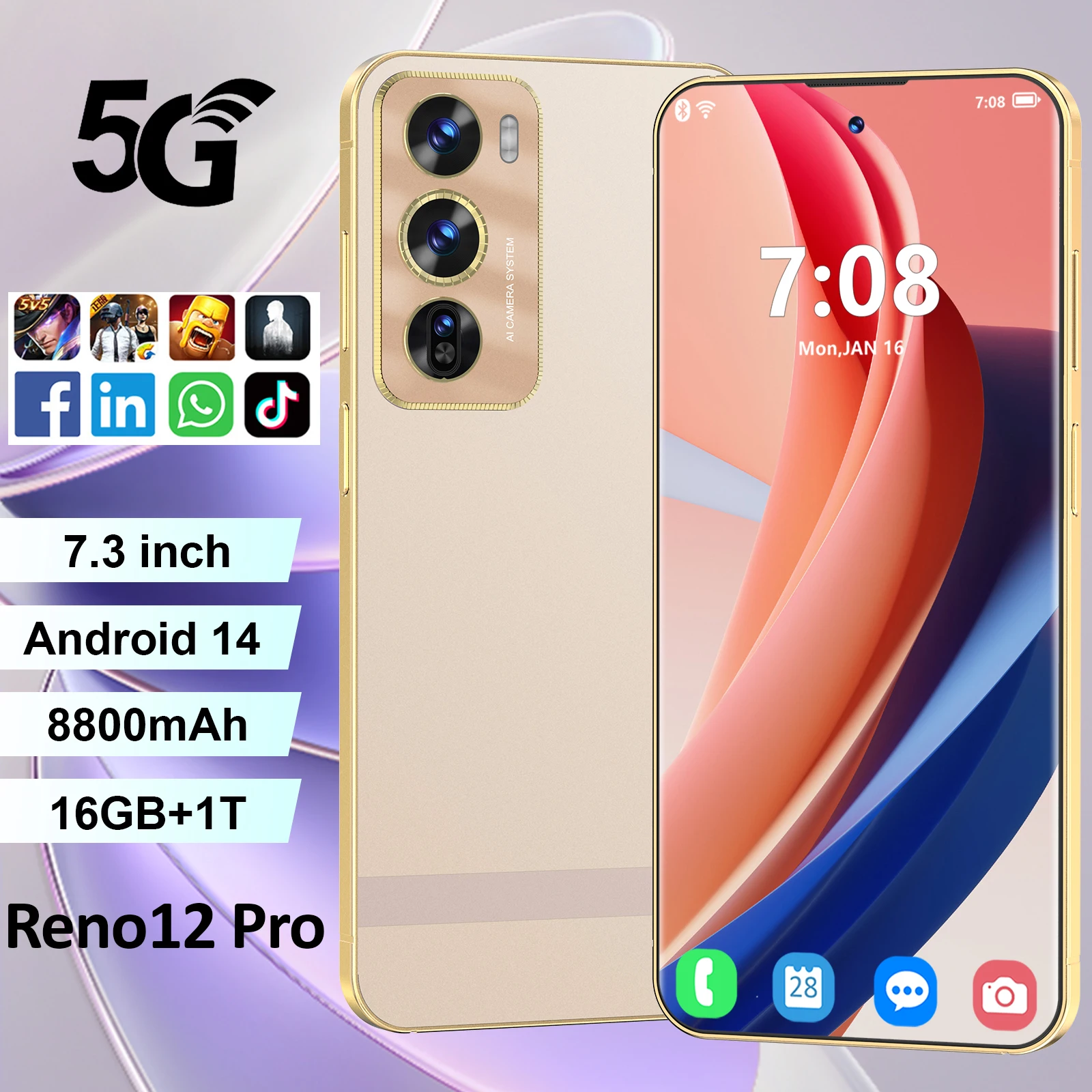 Global Version Reno12 Pro Cellphone 5G 7.3