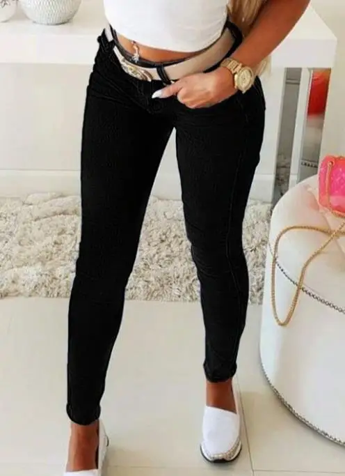 Women's Bow Zipper Slit Slimming Jeans Personalized Street Style New Style Female Clothing Fashion Skinny Denim Pants