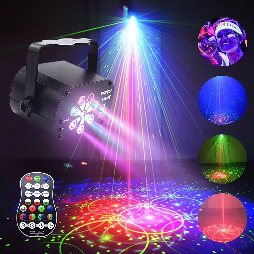 1set Mini Disco Lights, Party Lights Portable DJ Projector Light USB Powered Strobe Light with Voice Control and Remote Control