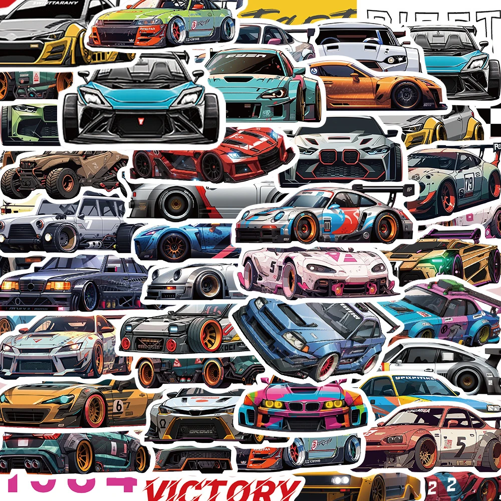 

10/30/50pcs JDM Retrofit Racing Car Anime Stickers Cool Waterproof Decals Graffiti Phone Luggage Guitar DIY Sticker Classic Toys