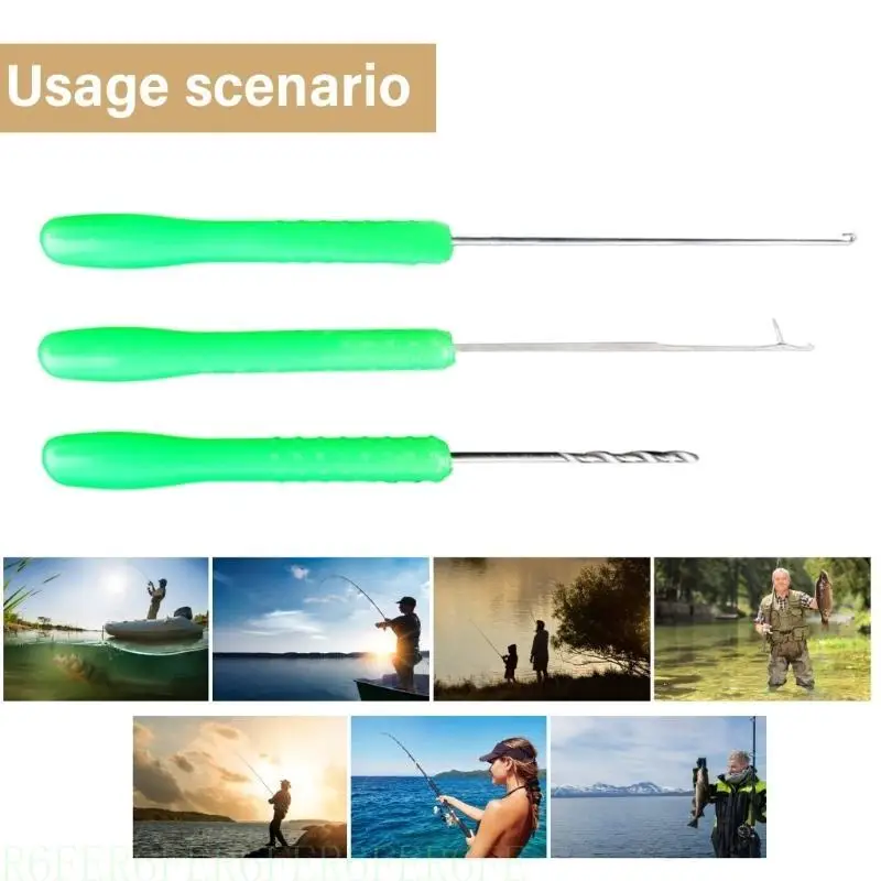

652F 3Pcs Fishing Splicing Needle Baits Boilie Drill Stringer Hook Needle Baiting Rig Needle Stringer Fishing Tackle