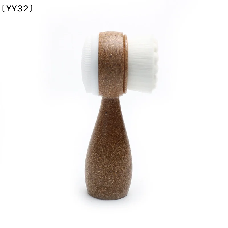Escova facial com cabo de coco, limpador facial de dupla face, removedor de cravos, limpador de poros, escova facial esfoliante〔YY32〕