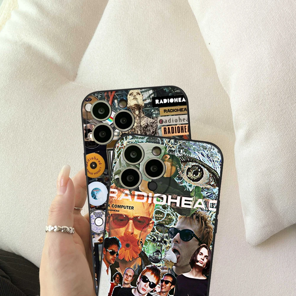 Vintage Fashion Design Radiohead Telefoon Case Voor Iphone 14 13 11 12 Pro 8 7 Plus X 13 Pro Max xr Xs Mini Zwarte Covers