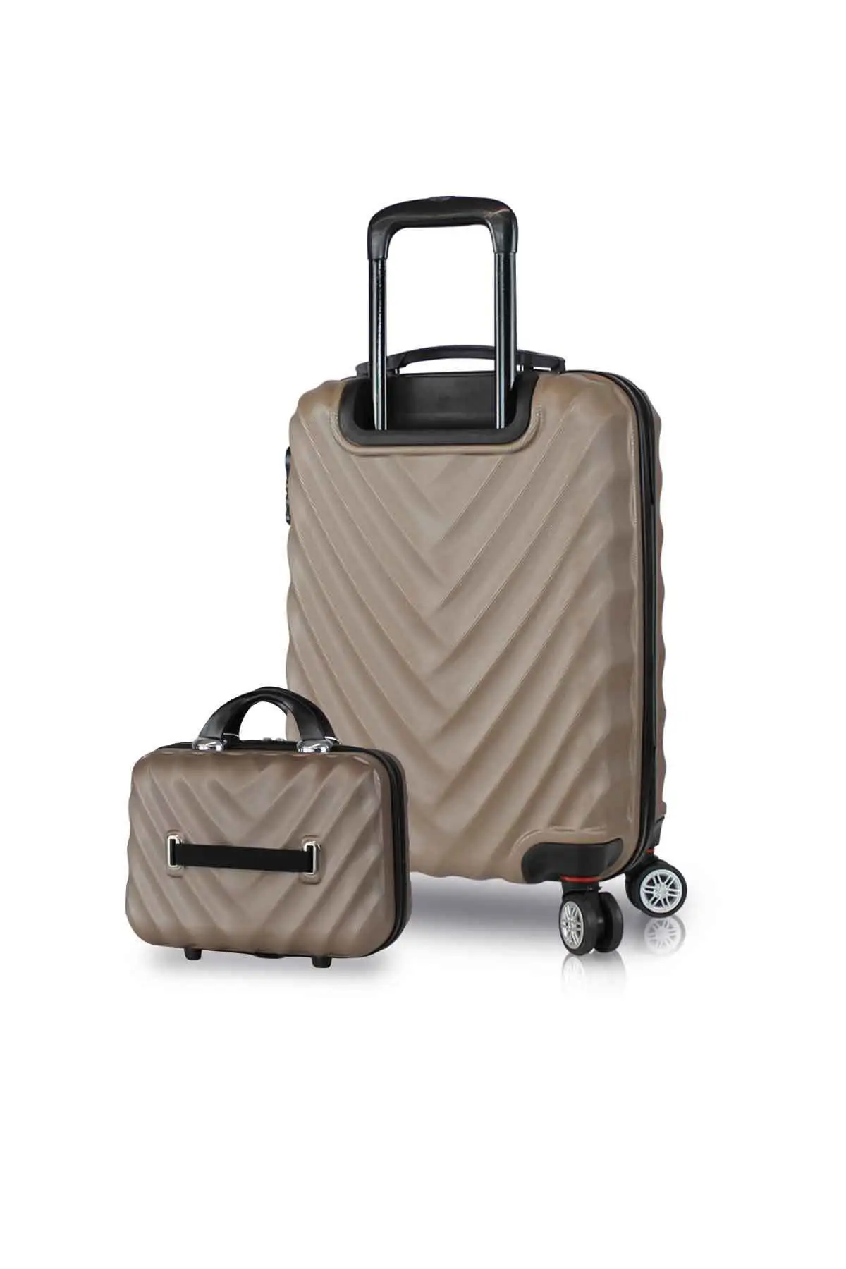 مجموعة من 2 حقائب (مكياج + حجم متوسط) ذهبي