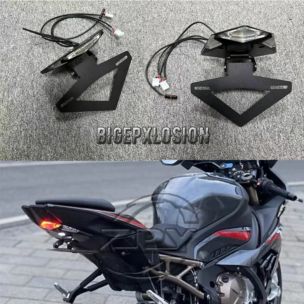 For S1000RR M1000RR 2020-2023 & S1000R 2021-2023 Motorcycle Adjustable License Plate Frame LED Lights Turn Signal Light