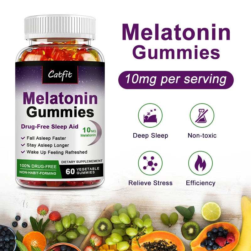 Catfit Vitamin B6 Melatonin Gummies Help Sleep Better Body clock adjustment Improve Immunity Health For Insomnia Adult