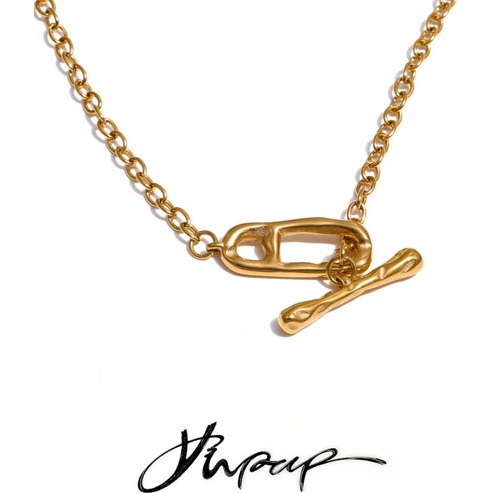 Yhpup 82cm 316L Stainless Steel Chain Toggle-Clasps Long Distinctive Necklace Stain Less Metal Waterproof Jewelry