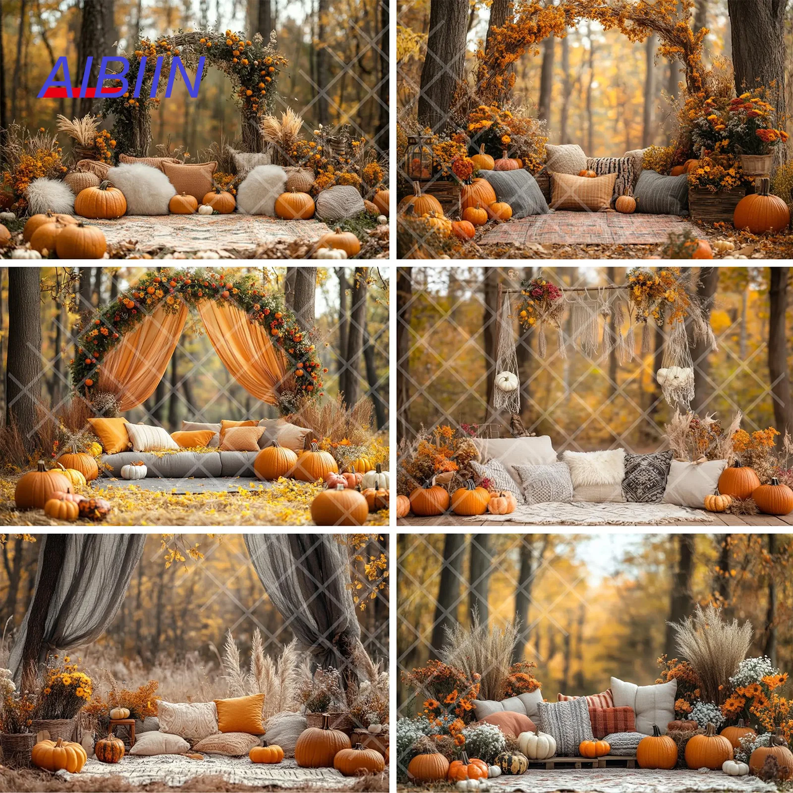

Осенний фон для фотосъемки на открытом воздухе, осенний урожай тыквы, пикник, бохо, цветочный детский портретный декор для беременных, фон для фотосъемки