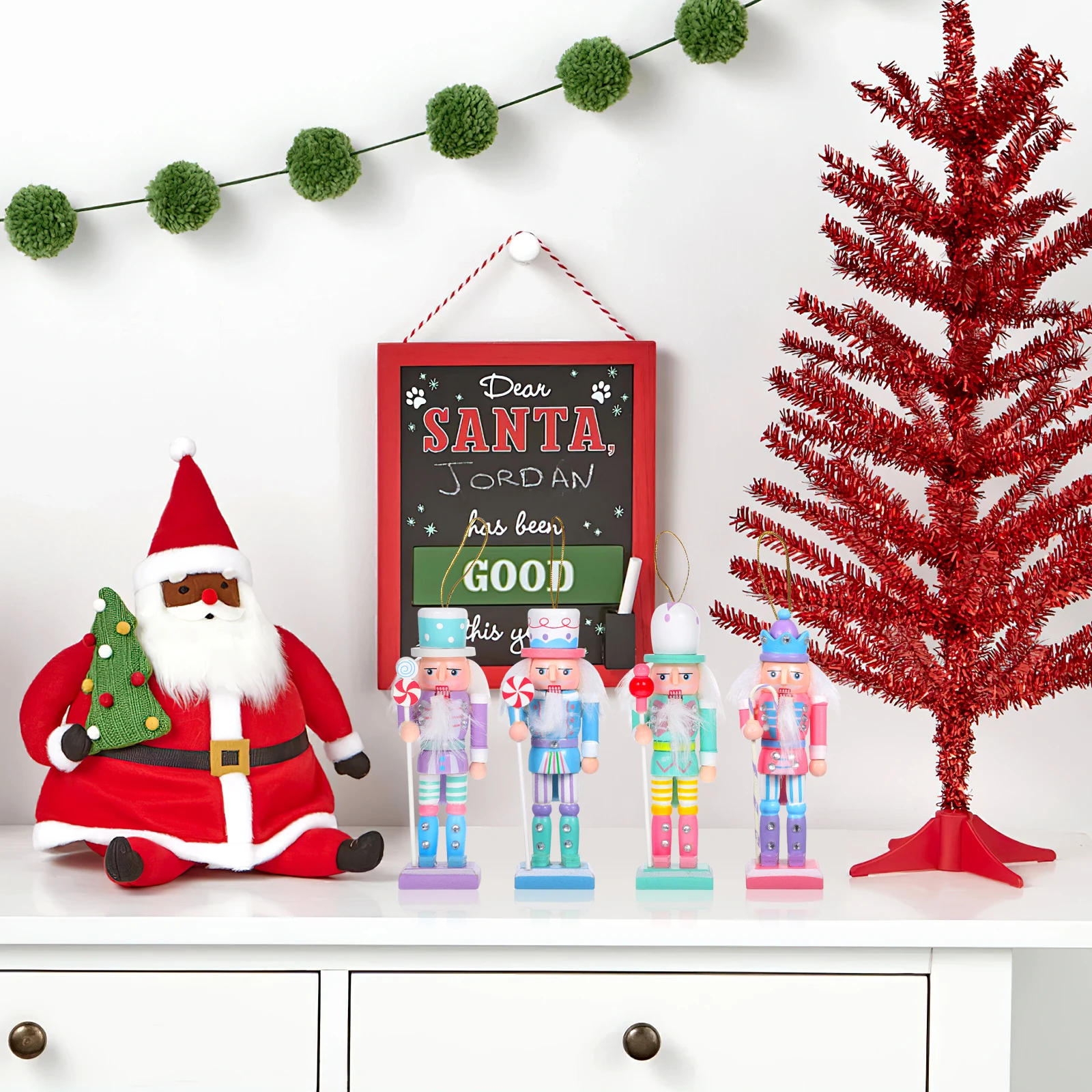 

4 Pcs Wood Craft Soldier Figure Christmas Decor Festive Wooden Nutcracker Home Christmas Nutcracker Decoration