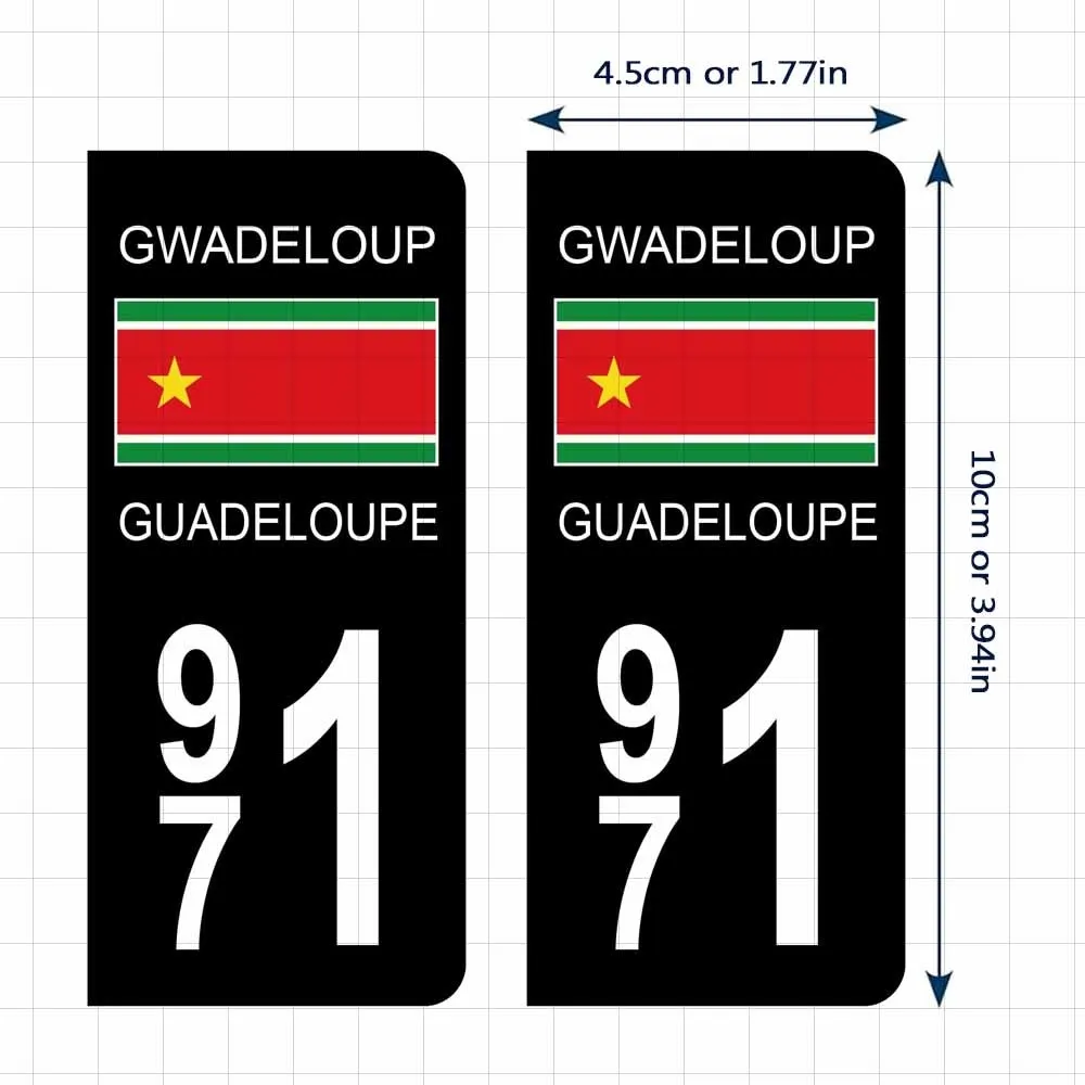 2pcs/Set Guadeloupe 971 Sticker Set - Guadeloupe Flag Waterproof Vinyl Stickers, Suitable for Cars and Motorcycles