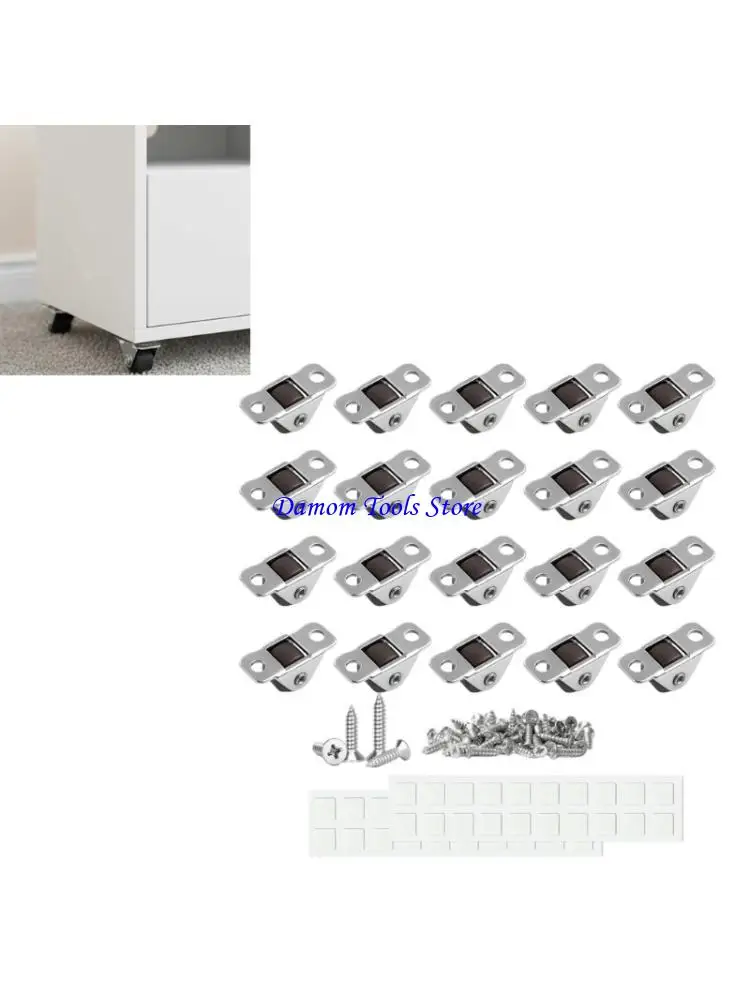 57BE 20Pack Miniature Quiet Casters Universal Furniture Wheel Castors Roller For Easy Mobility Secure Installation Hardware
