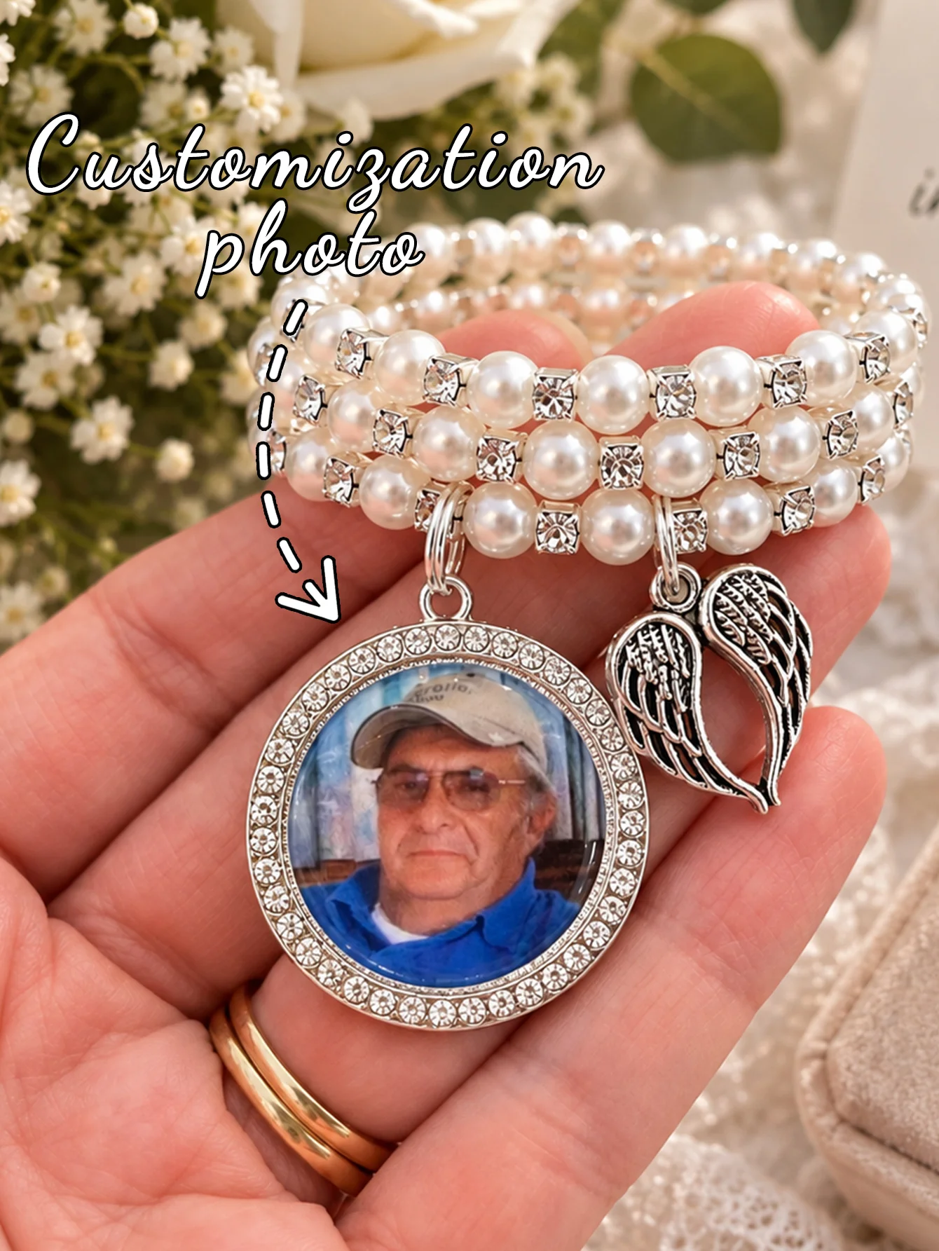 Bridal bouquet pendant, bridal pendant, wedding bouquet pendant, commemorative photo pendant, sparkling wedding pendant