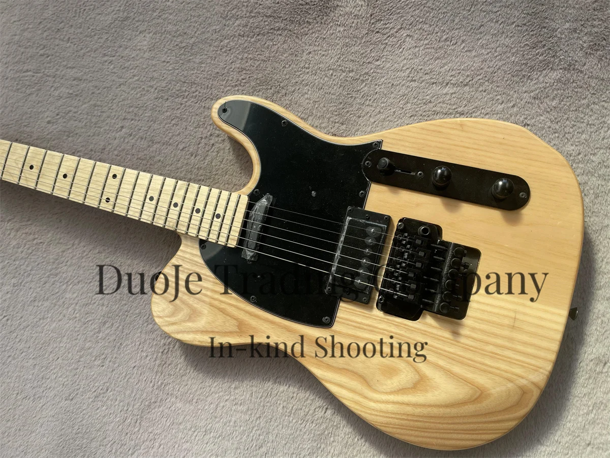 Natural color electric Guitar Tel ASH Wood body tremolo Bridge Maple fingerboard closed pickup Blackboard black tuner factory cu