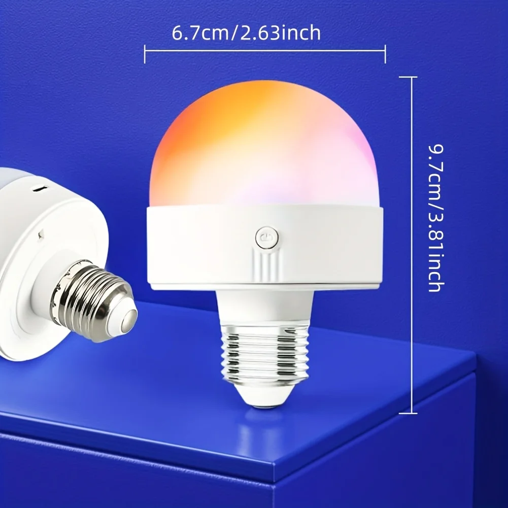 E27 Rechargeable Light Bulb, Battery Operated Backup Bulb for wall Sconces & Lamps magnetic cordless night lighfor bedroom,